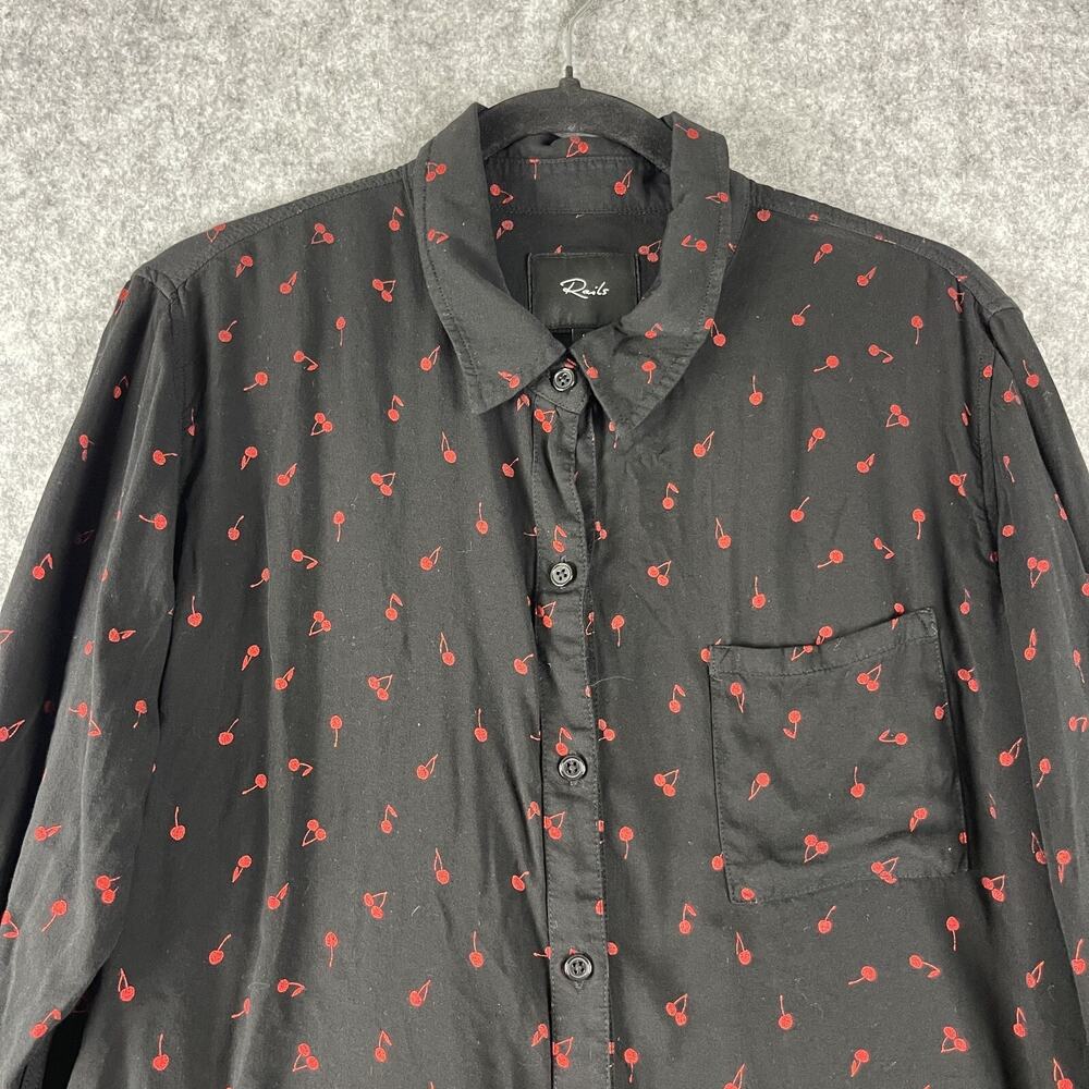 Revolve Rails Rocsi Top Womens Large Metallic Cherries Button Down Lightweight - Picture 3 of 16